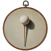 KSDUT Vintage Golf Wall Art Decor - Retro Sports Trendy Wall Art Canvas Frame Hanging Prints, Nursery Sports Gallery Round Wall Art Decor for Boys Room Home Decorations 10"x10"