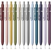 Mr. Pen- Retractable Gel Pens, 12 Pack, Morandi and Vintage Barrels, Fast Dry, Black Gel Pens Fine Point 0.5mm, Aesthetic Pens for Journaling