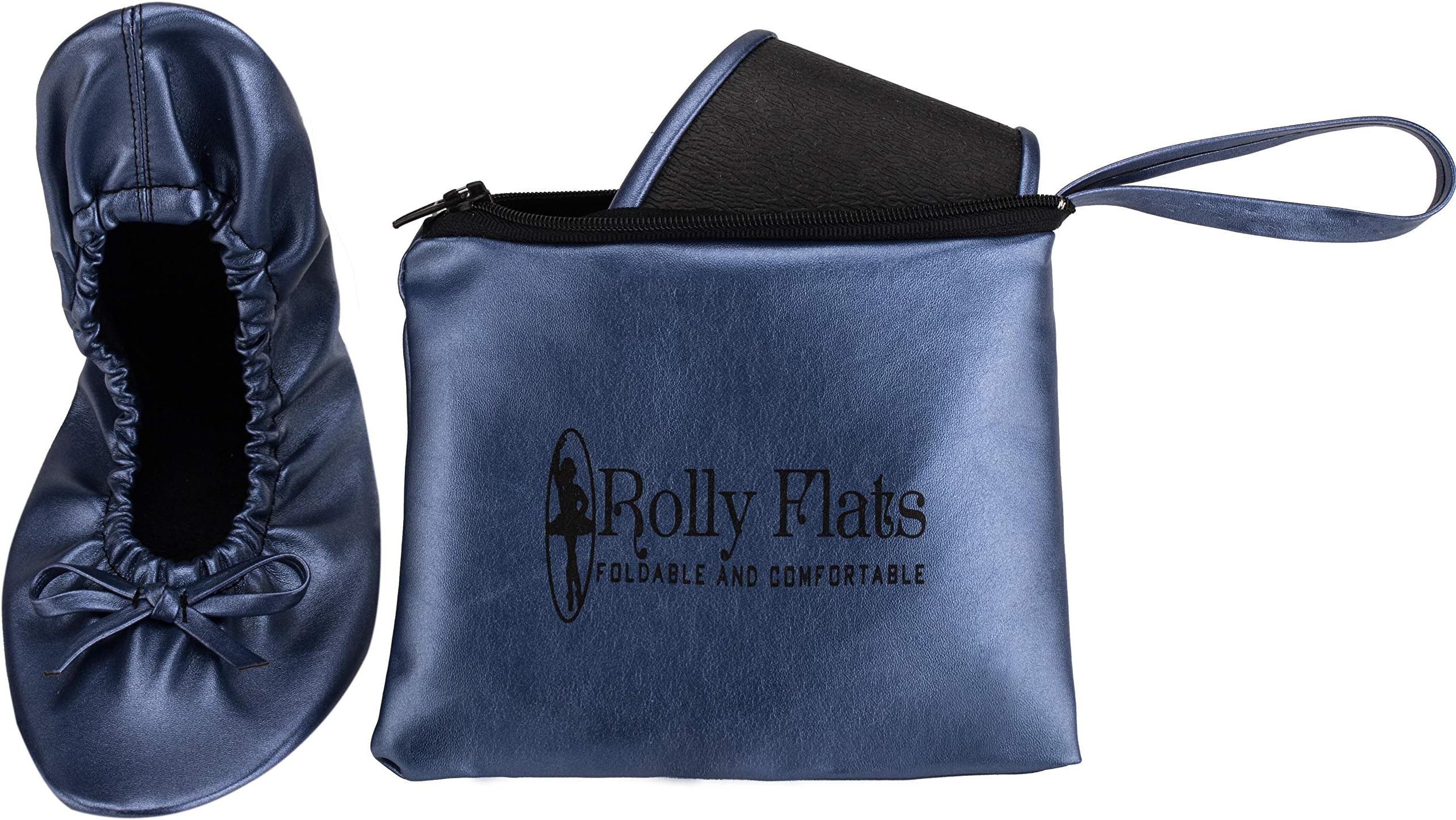 Women's Foldable Portable Pumps Flats Ballet Shoes with Carrier Pouch Bag