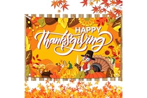 YQUQWN, Happy Thanksgiving Banner - Xtralarge, 72x44 Inch, Thanksgiving Decorations, Happy Thanksgiving Backdrop, Fall Decorations, Thanksgiving Wall Banner, Thanksgiving Party Decorations