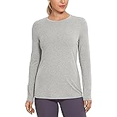 CRZ YOGA Lightweight Pima Cotton Long Sleeve Shirts for Women Basic Workout T-Shirts Casual Tops