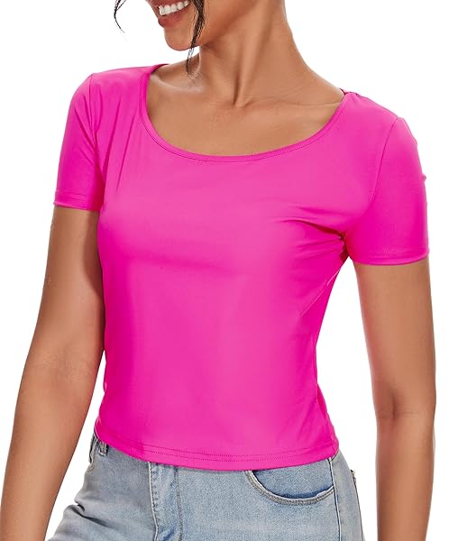 WOMENS T SHIRTS CREW NECK SHORT SLEEVE SHIRTS FOR WOMEN TOPS 2024 CASUAL SLIM FIT FASHION BASIC TEE T SHIRTS(BLUSH,M)