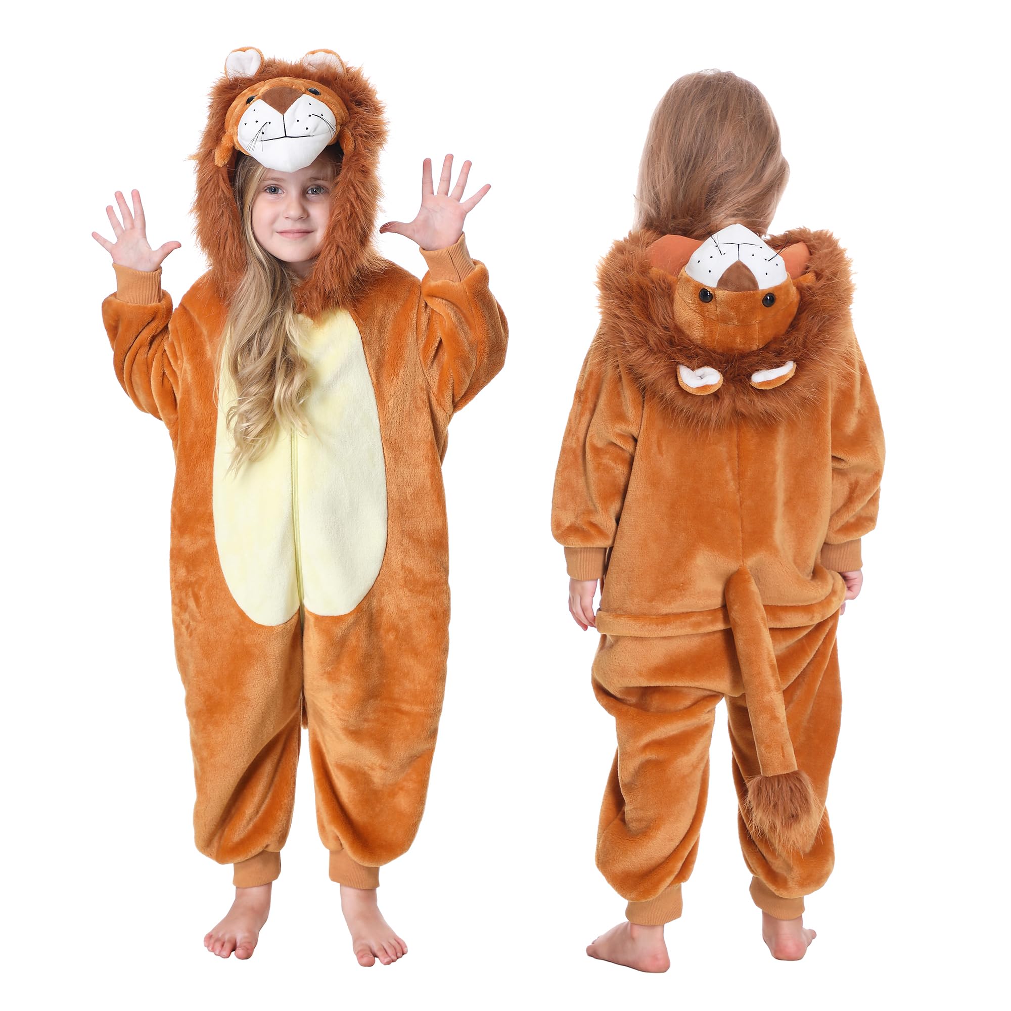 Photo 1 of ****SIMILAR ITEM***** UNKNOWN SIZE****  TONWHAR Kids Cartoon Animal Onesie Pajamas Halloween Cosplay Costume Jumpsuit Partywear for Boys & Girls(Orange Lion,3-4T)