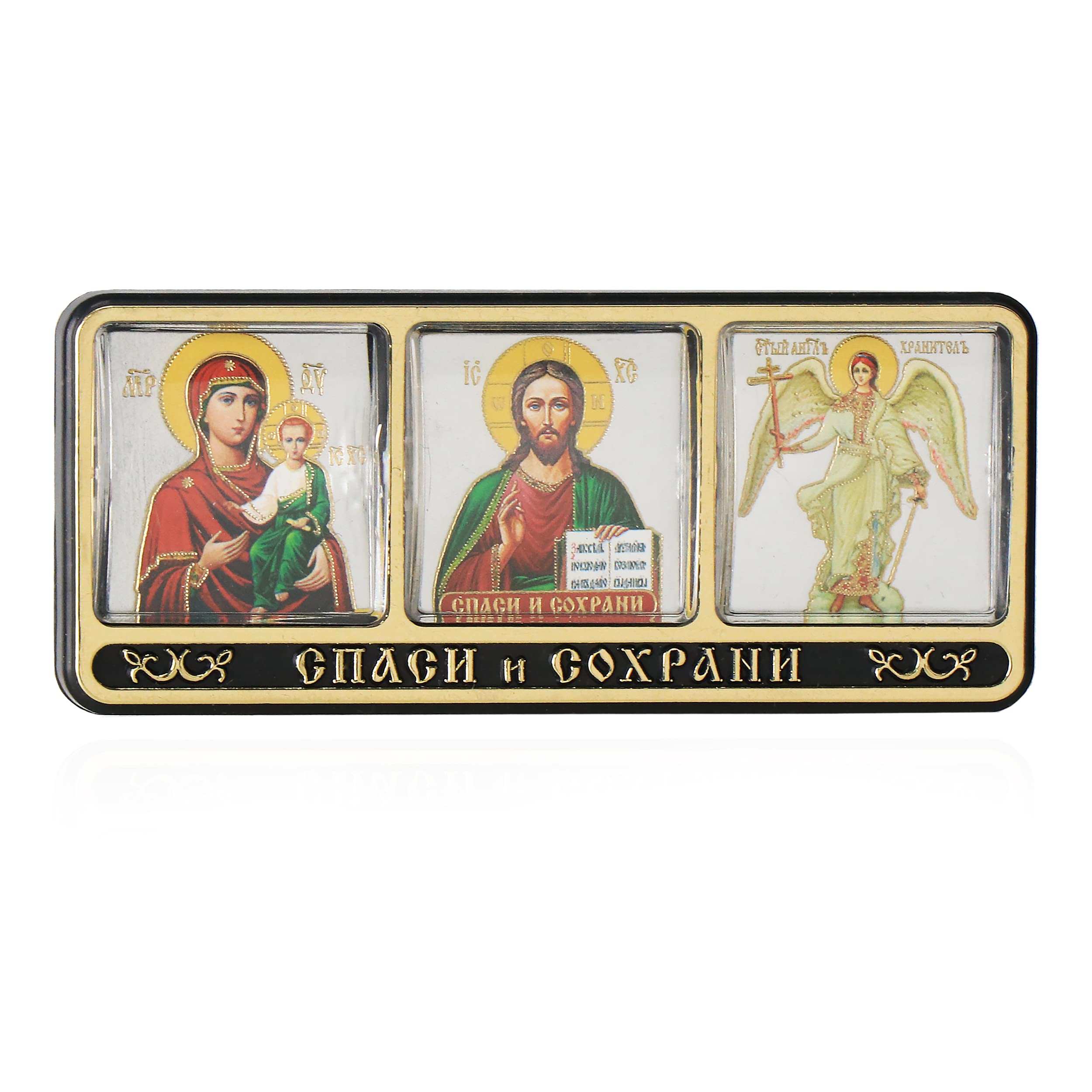 NKlaus Icon Auto Triptych Gm From Smolensk Jesus Guardian Angel Christian Orthodox 1224