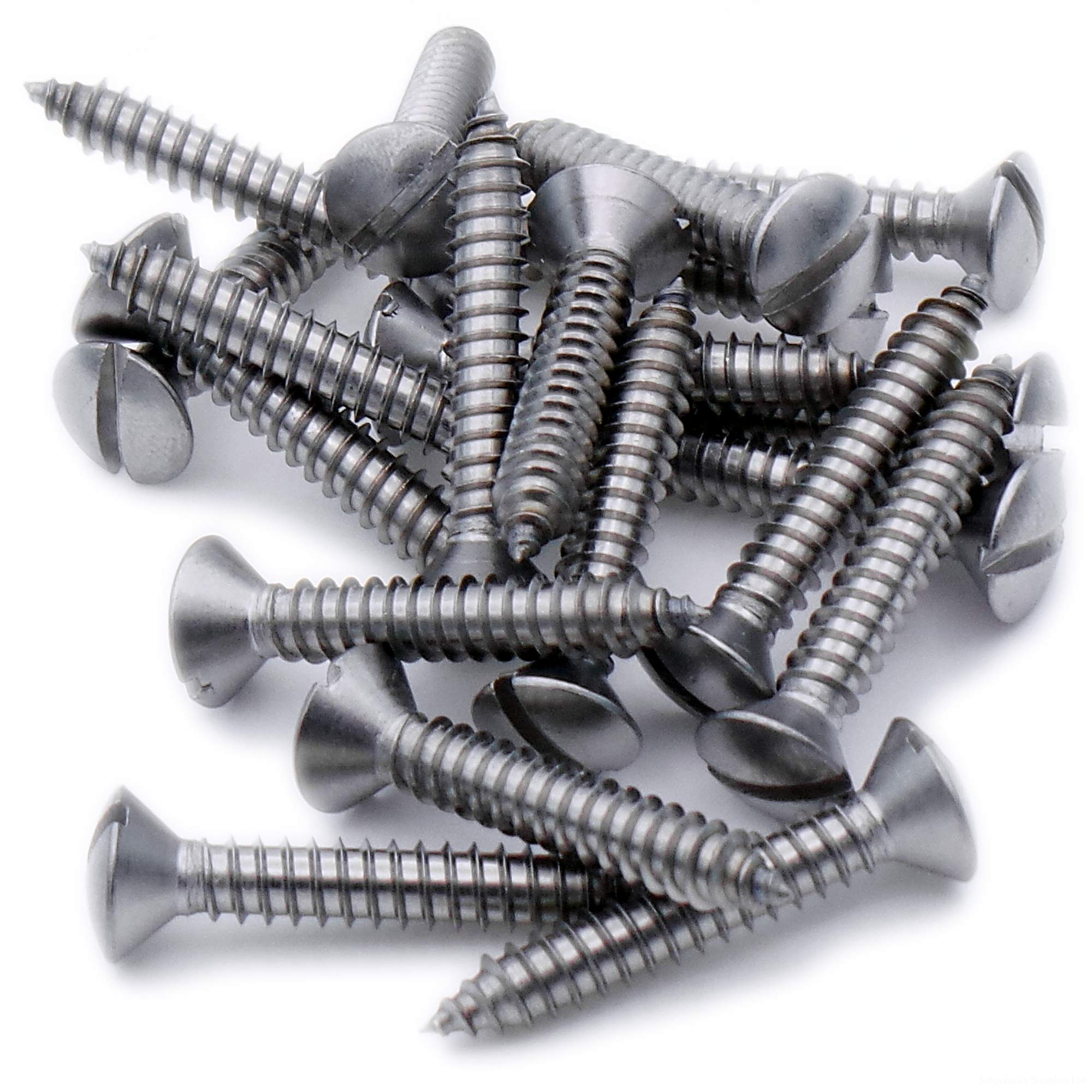 No.4 x 0.75 (2.9mm x 19mm) Slot Raised Countersunk Self-Tapping Screw - Stainless Steel (A2) (Pack of 20)
