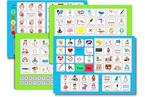 HIDAYA PRINTS Communication Boards Set- Non Verbal Aid for Autism Kids and Adults Aphasia Stroke Patients, Versatile Home and Hospital Use