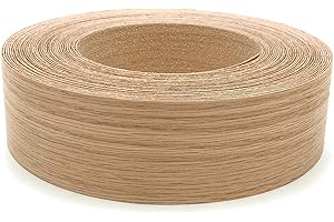Edge Supply Red Oak 1 1/2" X 50' Roll Preglued, Wood Veneer Edge Banding, Flexible Wood Tape, Easy Application Iron On with Hot Melt Adhesive. Smooth Sanded Finish Veneer Edging. Made in USA.