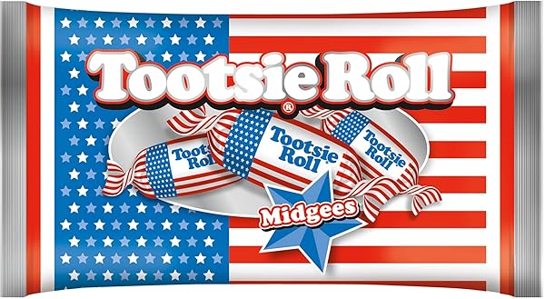 TOOTSIE ROLL MIDGEES FLAG, RED, WHITE AND BLUE...