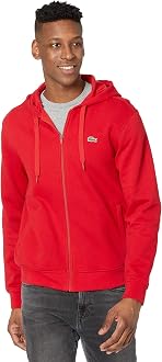 Lacoste Men's Full Zip Fleece, Red/Red 