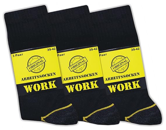 9 Paar Arbeits-Socken, Baumwolle, Oeko-Tex, Robust, Langlebig | Größe 39 - 50