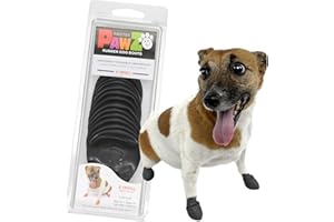 PROTEX PAWZ PawZ Rubber Dog Boots for Small Paws - All-Weather Waterproof Dog Shoes, Anti-Slip Traction for Rain, Snow, Mud & Hot Pavement - Pull-On Dog Booties, Black - X-Small (1.5"-2") - Pack of 12