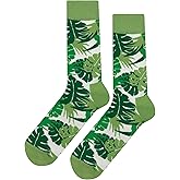SockFly Green Fern Dress Socks Funny Novelty Crazy Fun Design Men Size 8-12 Cotton Casual Crew Colorful Funky Fancy Socks Gift for Men