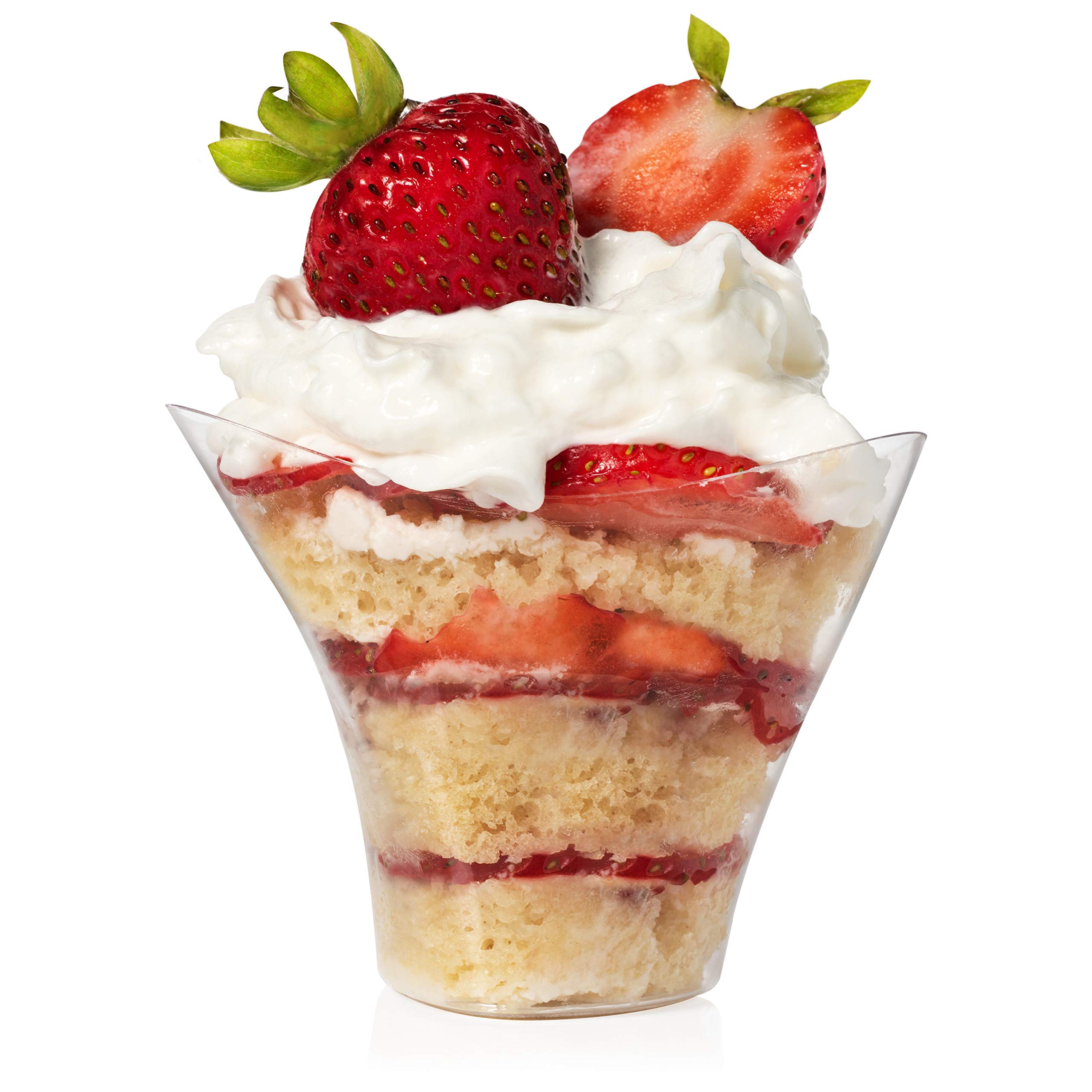 LSR LORESO 48 Pcs Mini Swirl Triangle Plastic Dessert Cups, 3.5 oz - Plastic Cup For Serving Dessert, Fruits & Mini Appetizer, Sampling Tasting Cups - Reusable 48CT