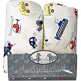 Frenchie Mini Couture, Boys Pack N Play Sheets, 100% Cotton, Cars, Boats, Planes, 27 x 39in, 2-Pack