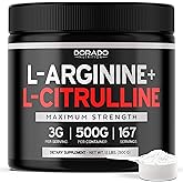 L Arginine L Citrulline Supplement Powder (3g) Nitric Oxide Booster Powder - L-Citrulline Supplements for Men & Women - Stamina, Performance & Endurance for Workouts - Vegan Safe & USA Made