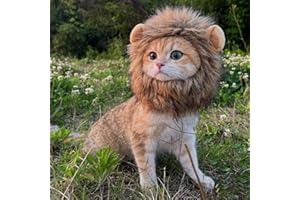 PenVinoo Lion Mane Wig for Cat,Dog and Cat Costume,Funny Pet Cat Costumes for Halloween Christmas, Parties, Photo Shoots (Size S, Melange Brown)
