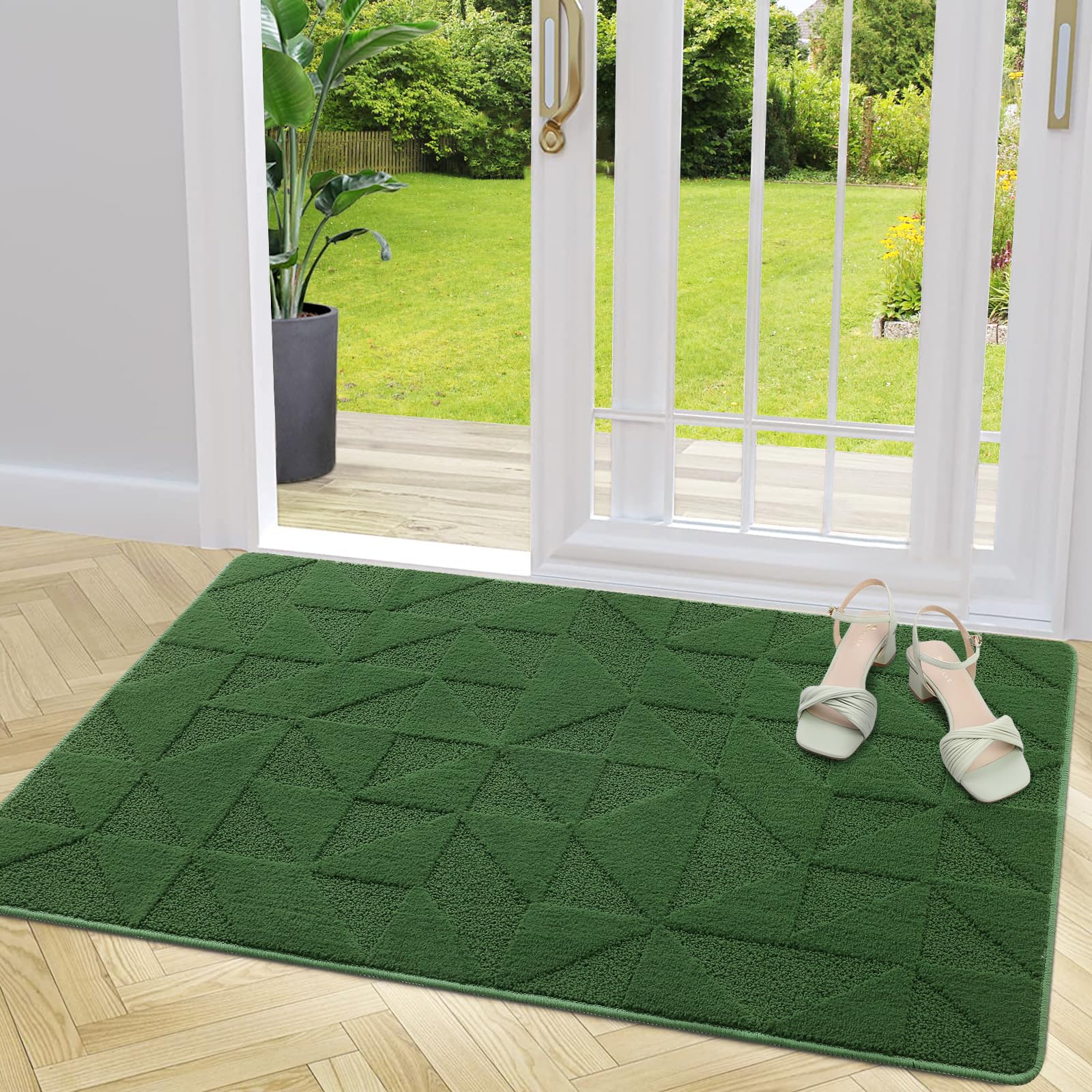 Photo 1 of (USED/FAIR) (BAGGED) OLANLY Door Mats Indoor, Non-Slip, Absorbent, Dirt Resist, Entrance Washable Mat, Low-Profile Inside Entry Doormat for Entryway (48x32 inches, Green)