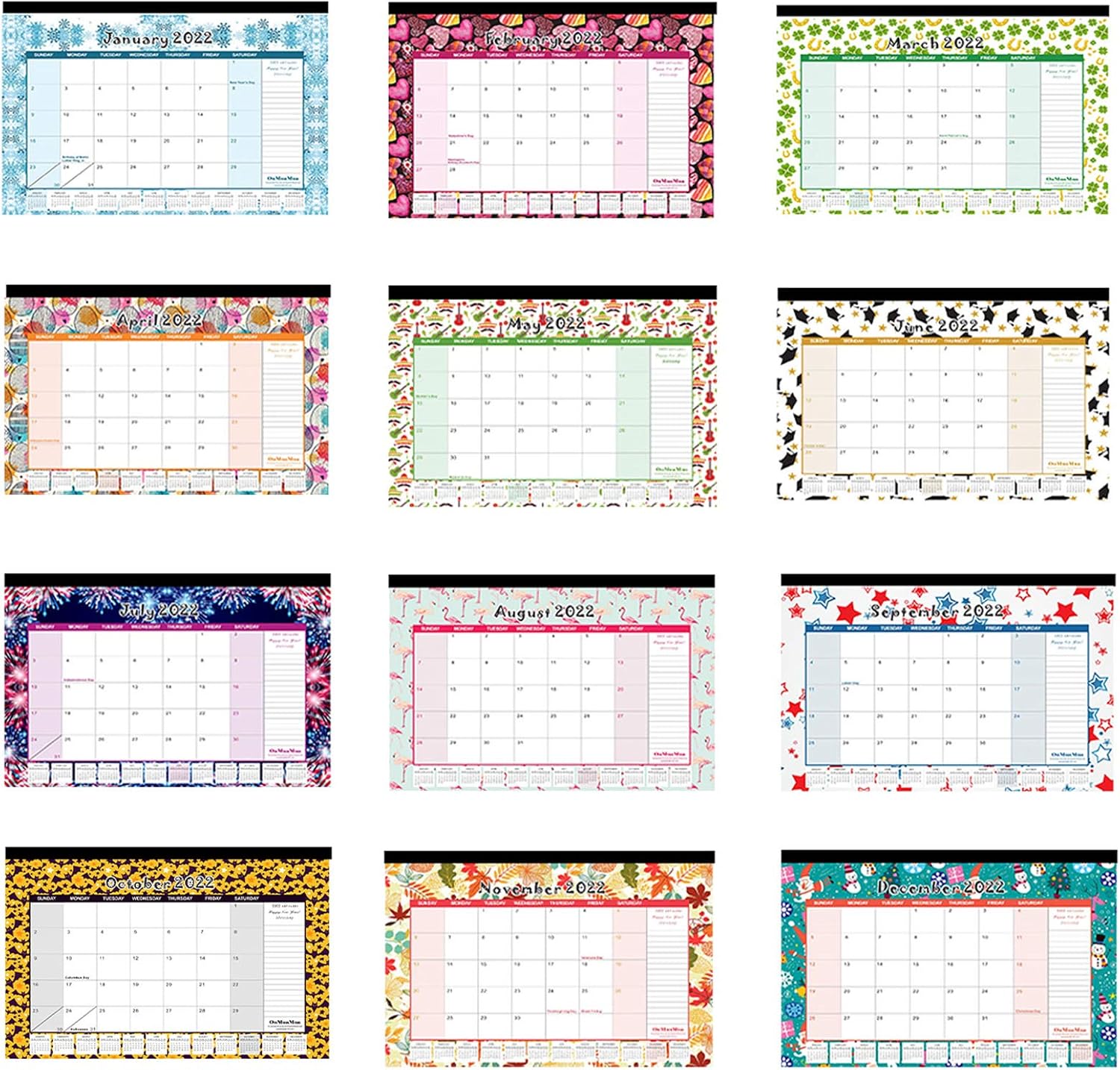 Desk Calendar 2021-2022: Large Monthly Pages 17 x 11-1/2 Inches Runs from July 2021 Through December 2022-18 Monthly Desk/Wall Calendar can be Used Throughout 2022 : Office Products
