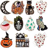 Wavyknot 10pcs Halloween Needle Minder Magnetic Pumpkin Ghost Needle Keeper | Cross Stitch Accessories, Sewing Needles and Pin Holders, for Embroidery Accessories, Black Cat Skeleton Prints, Ideal Gift