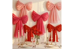 Valentines Day Decorations – 6 Pack DIY Giant Wall Bows, Hanging Valentine & Galentines Bow Decor for Home, Bedroom, Kitchen,