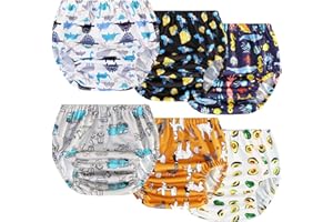 Joyo roy 6Pcs Waterproof Cloth Diaper Cover Reusable Plastic Training Pants for Toddlers Diaper Covers for Boys Leak Proof Rubber Underwear for Potty Training Plastic Underwear for Toddlers 5T