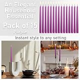 DECO EXPRESS Candles Set 15 Purple Tapered Dripless Unscented 8 Hr Burn Time view 3