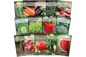Sow Right Seeds - Classic Vegetable Garden Seed Collection for Planting - Non-GMO Heirloom Broccoli, Cabbage, Carrot, Cucumber, Eggplant, Kale, Lettuce, Tomato, Peppers, Zucchini, and More