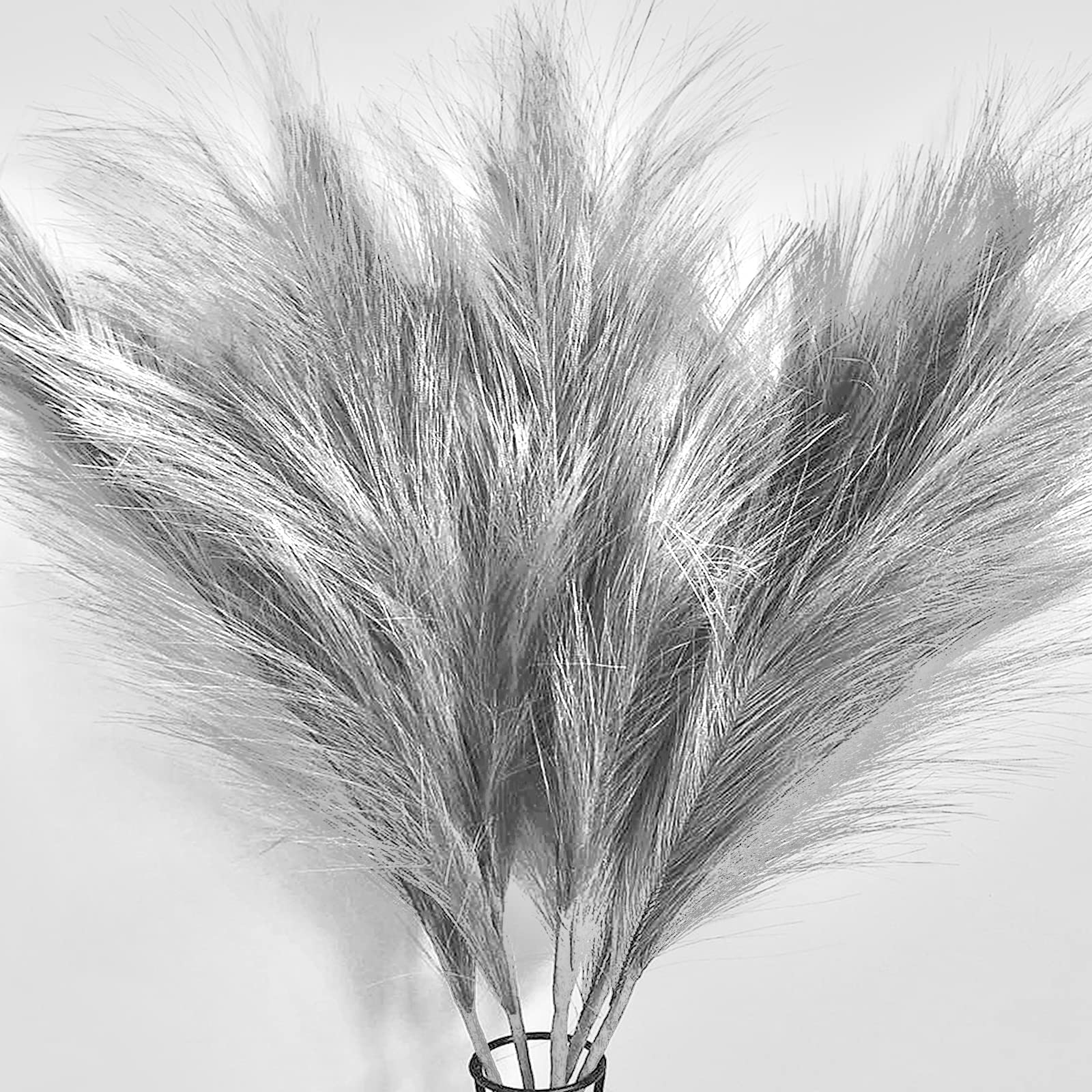 Photo 1 of Pusuny Faux Pampas Grass,7 PCS 24 inch Gray Pampas Grass Decor, 7 Branches | Each Stem Fluffy Small Pompous Grass for Vase Filler in Table Vase Decor for House, Office, Boho Wedding Flower (Gray)