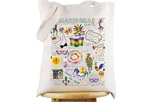 WZMPA Mardi Gras Canvas Tote Bag Mardi Gras Party Gift Happy Mardi Gras Gras Shoulder Bag Mardi Gras Carnival Merchandise