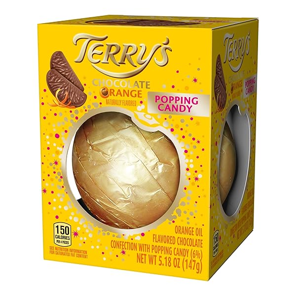 TERRY’S POPPING CANDY CHOCOLATE ORANGE, ORANGE FLAVORED CONFECTION WITH POPPING CANDY 5.18OZ