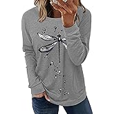 Hount Womens Casual Loose Fit Shirts Long Sleeve Comfy T-Shirts Pullover Sweatshirts With Pockets