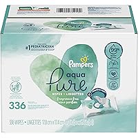 Baby Wipes, Pampers Aqua Pure Sensitive Water Baby Diaper Wipes, Hypoallergenic and Unscented, 6X Pop-Top Travel Packs…