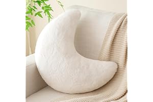 Znhinery Moon Pillow, Decorative Throw Pillows with Soft Faux Rabbit for Bed Couch, Moon Shaped Pillows Plush Floor Cushions Room Decor Pillow for Sofa Bedroom Living Room