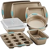 Rachael Ray 47578 Cucina Nonstick Bakeware Set with Grips Includes Nonstick Bread Pan, Baking Sheet, Cookie Sheet, Baking Pan