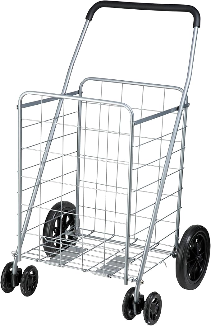 HoneyCanDo CRT01640 Rolling Grocery Cart, Dual Front Wheel, Utility