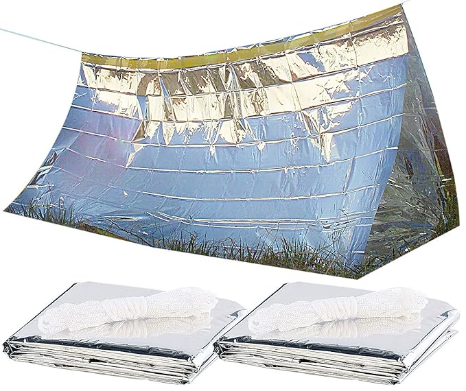 Semptec Urban Survival Technology Notfall-Zelt-Decke: 2er-Set Notfall-Zelte für 2 Personen, hitzeabweisend, kältedämmend (Out