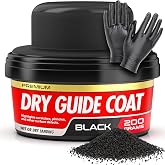 Dry Guide Coat Powder - Highlights Scratches, Pinholes, Low Spots &amp; Other Defects, Extra Large Black Powder Coat for Wet &amp; Dry Auto Body Sanding - Guide Coat Auto Body w/Nitrile Gloves 200g