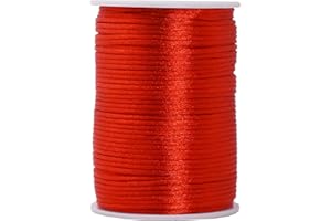 Mandala Crafts Nylon Satin Cord 2mm Rattail Cord Red String - 100 Yds Nylon Chinese Knotting Cord Rat Tail Silk Cord for Bracelet Necklace Jewelry Making Macrame Trim