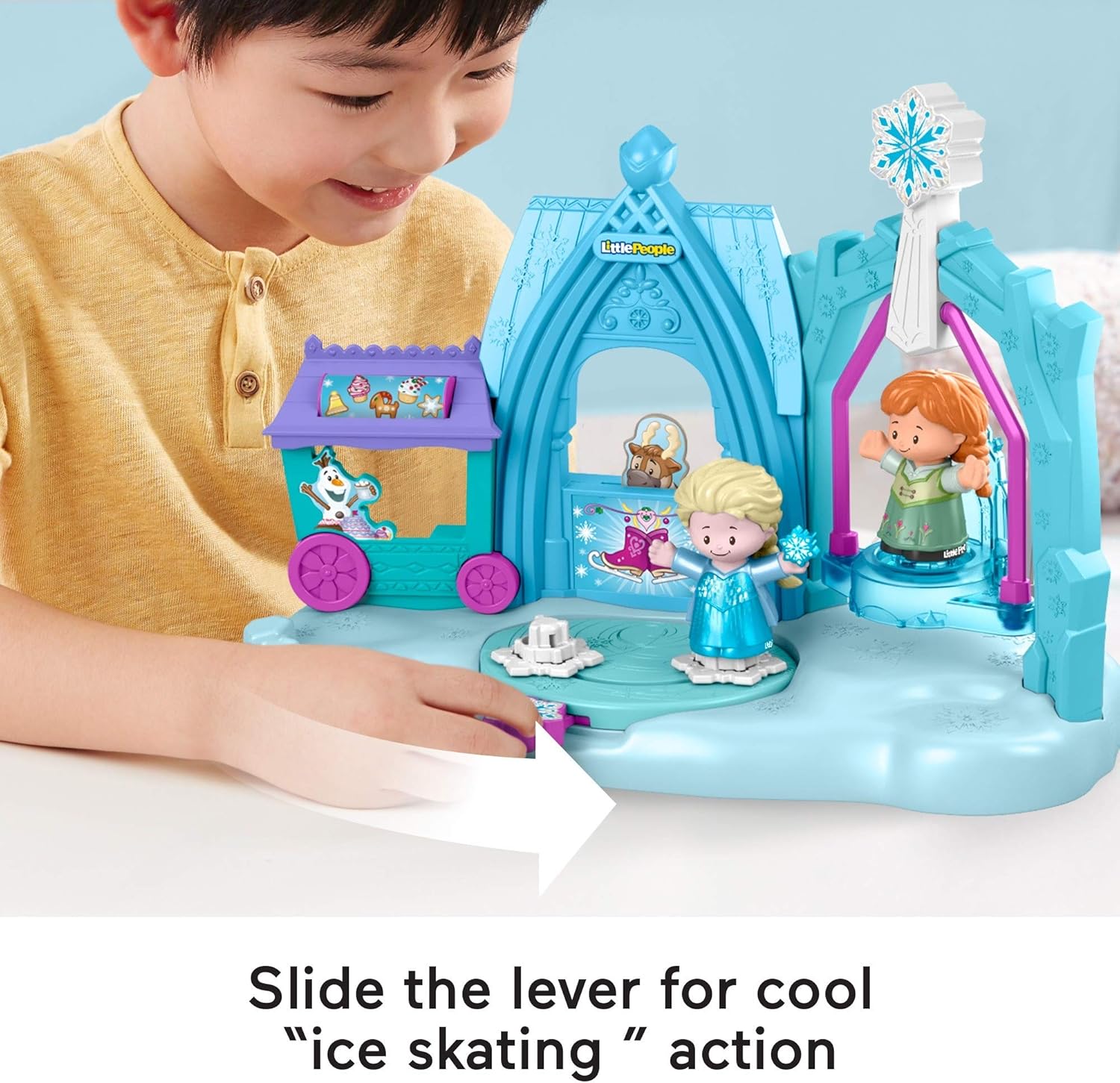 Fisher-Price Disney Frozen Arendelle Winter Wonderland by Little People, ice skating playset with Anna and Elsa figures for toddlers and preschool kids: Toys & Games