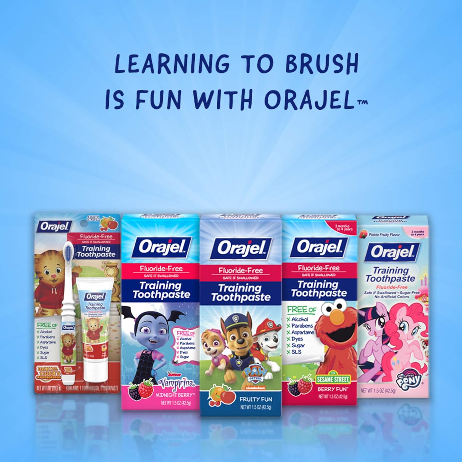 Orajel PAW Patrol Fluoride-Free Training Toothpaste, Fruity Fun, 1.5 oz. : Toothpaste Baby : Grocery & Gourmet Food