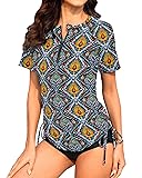 WOWENY Women's UV Sun Protection Short Sleeve Swim