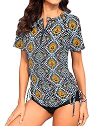 WOWENY Women's UV Sun Protection Short Sleeve Swim