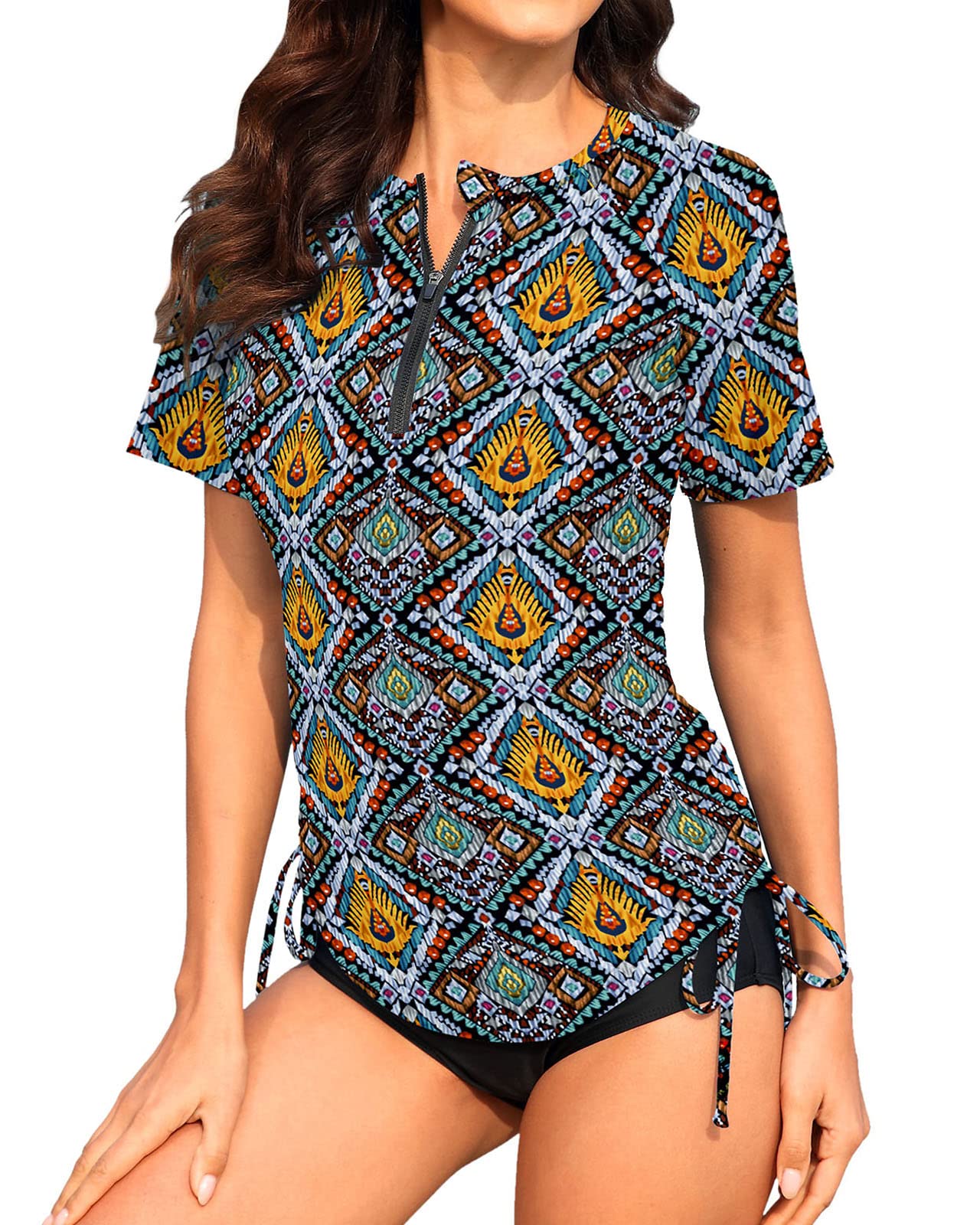 WOWENY Women's UV Sun Protection Short Sleeve Swim