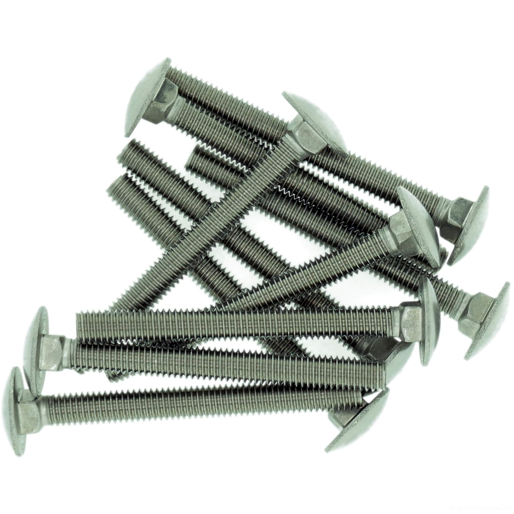 M5 (5mm x 45mm) Cup Square Carriage Bolt (Fully Threaded) - Stainless Steel (A2) (Pack of 10)