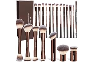 MAANGE 20 Pcs Makeup Brushes with Gift Box, Double-End Multi-functional Makeup Brushes for Blending Liquid Powder Concealer C