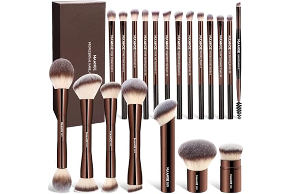 MAANGE 20 Pcs Makeup Brushes with Gift Box, Double-End Multi-functional Makeup Brushes for Blending Liquid Powder Concealer C