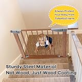 Dripex Wood Pattern Stair Gate for Baby and Pets 75-82 cm Auto Close One-Handed view 3