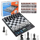 Advanced Electronic Chess Board, Smart Computer Chess Set, AI Voice Coach Learning for Kids, ELO 2200+ for Improving Players, Magnetic Large Pieces &amp; Board Perfect for Adults, LCD Display(Black)