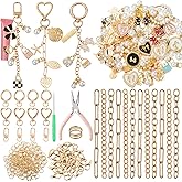 VioraWhite 457 Pcs Charms Lip Gloss Keychain Making Kit, DIY Craft with Charms, Key Chain, Jump Rings, Lobster Clasps, Chains and Tools for DIY Crafting Jewelry Making Keychains Supplies