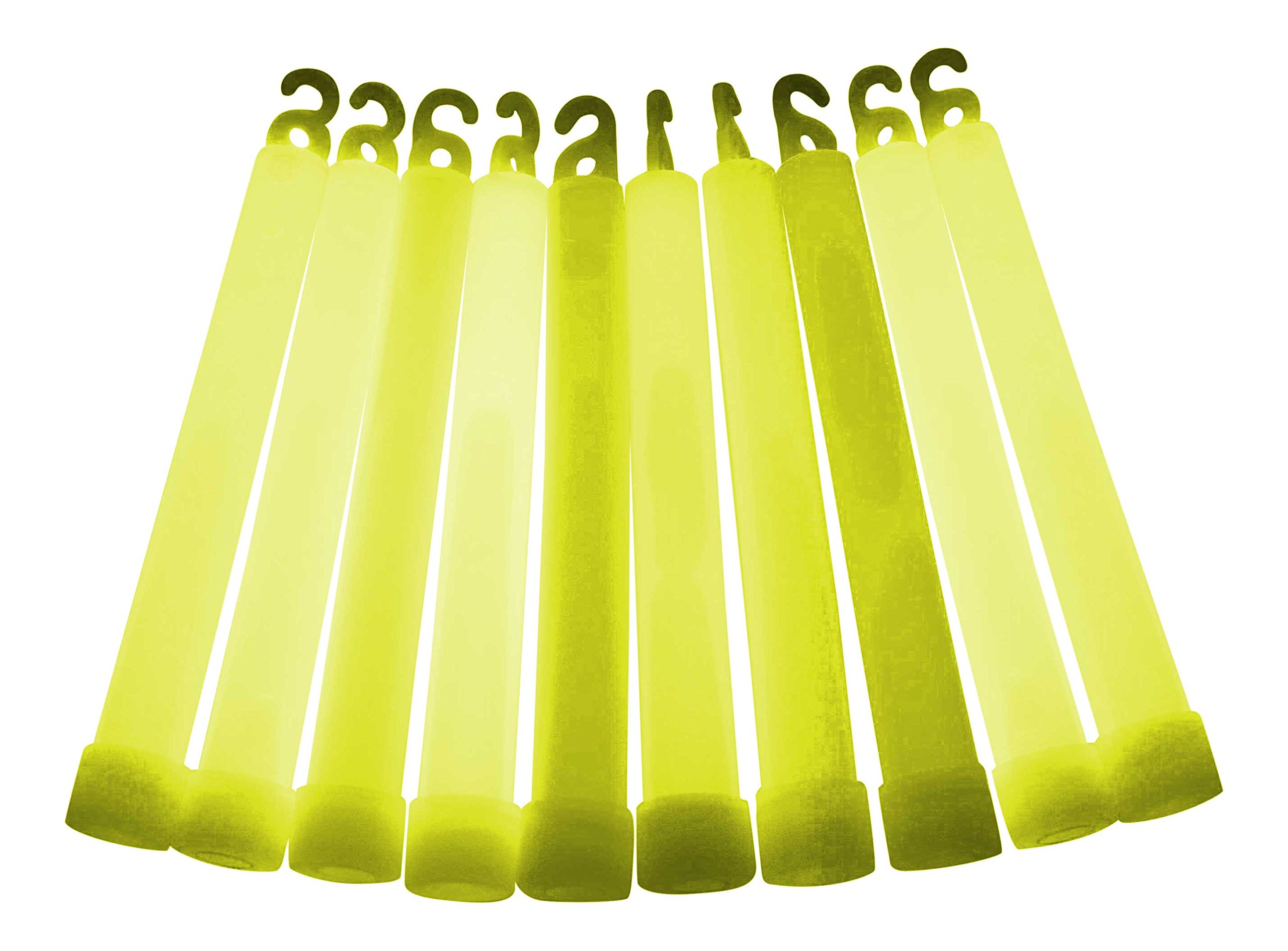 6 inch Premium (15mm) Glow Sticks (10 Pack, Yellow)